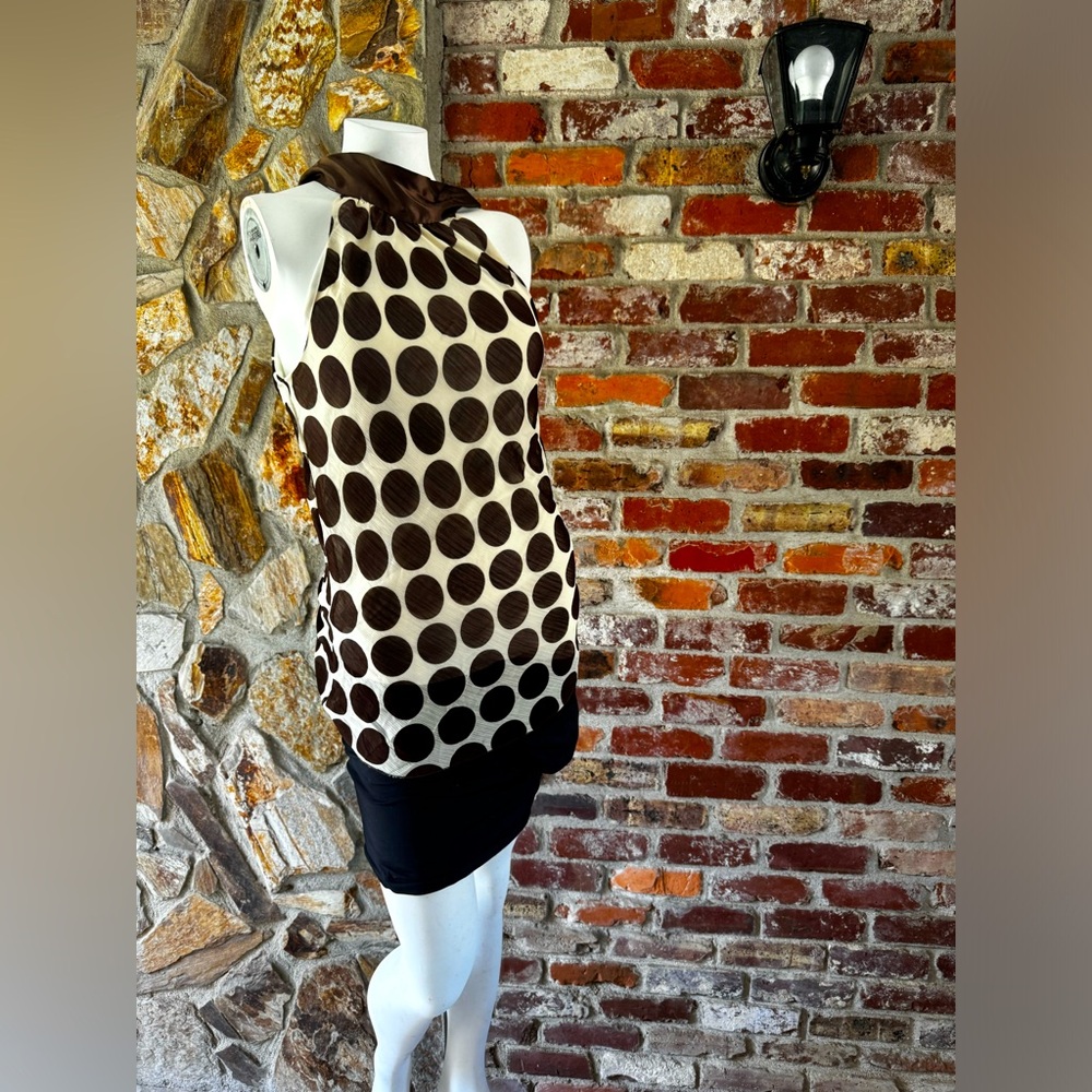 Soulmates, summer polka dot dress, Brown and white, large, 100% polyester